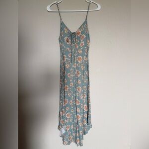 NWOT Final Touch Teal Floral Tie-Front Maxi Dress